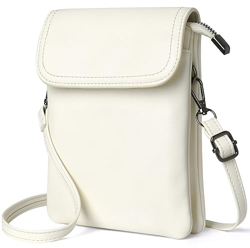 GEEADNB Kleine Crossbody-Taschen für Frauen PU-Leder Handy Portemonnaie mit Schulterriemen (Weiß)