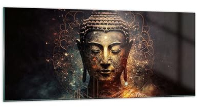 Bilder auf Glas 120x50cm Wandbild Glasdruck Architektur Kultur - 5775 | Buddha Meditation Religion Panorama Groß Modern Dekoration Wohnzimmer Schlafzimmer Küche Wanddeko Kunstdruck Art ARTTOR
