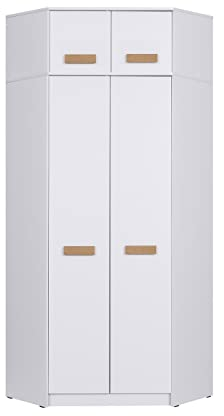 Design Möbel Eckkleiderschrank Gustavo Mit Schrankerweiterung 40 cm - Holz Schlafzimmer Kinderzimmer Kleiderschrank - Weiß Eiche Riviera 91x195x91 cm