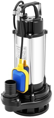 QRANSEUYXY Pompa sommersa acque sporche,1.5KW 2HP IP68 2850r/min Testa 22m | Pompa sommersa in acciaio inox, portata 36 m³/h, galleggiante automatico, per acque sporche, piscine e pozzetti.