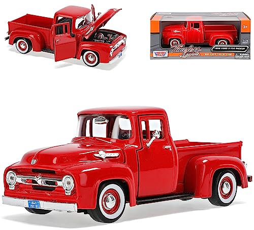 Motormax Ford F100 Pick-up 1956 Rot Pritsche Oldtimer 1/24 Modell Auto