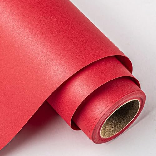 MAYPLUSS Rouleau de papier kraft rouge – Rouleau Jumbo – 76,2 cm x 10 m (81,8 m²), papier recyclable parfait pour l'emballage cadeau, l'artisanat, l'emballage de déménagement, le chemin de table, le