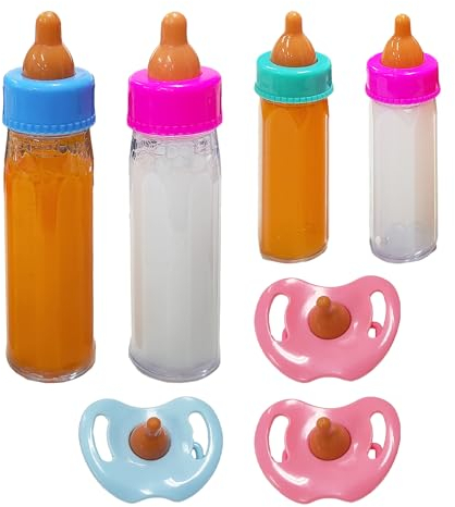 Lot de 7 bouteilles pour poupée avec téton, bouteille de jus de poupée, accessoires de poupée jouet, accessoires de jeu de rôle pour bébé, bouteille magique, cadeau d'anniversaire d'enfant