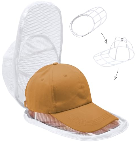 ZDDGNN Cap Waschmaschinen Form,Zusammenklappbares Cap Washer für Baseballkappen,Baseball Cap Waschen Form,Baseballkappe Waschform mit Netzkäfig für Waschmaschine & Geschirrspüler(Weiß)