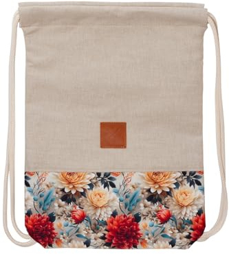 Manufaktur13 Floral Sports Bags - Turnbeutel mit Blumenmuster, Rucksäcke, Flower Pattern Gym Bags, Backpacks, Sportbeutel, Jutebeutel, Blumen Tasche (M13)