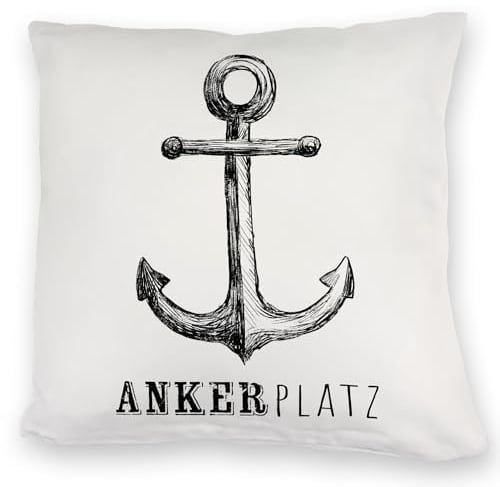speecheese Anker Kuschelkissen mit Spruch Ankerplatz Heimathafen Gemütlichkeit Küstenkind Design Nordlicht Charakter Liegeplatz des Glücks an der Küste Hafen Zuhause