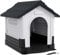 PawHut Dog Kennel for Outside, Plastic Dog House, Water-Resistant Pet Shelter with Windows, for Garden Patio, Medium and Large Dogs, 101 x 88 x 99cm - Grey