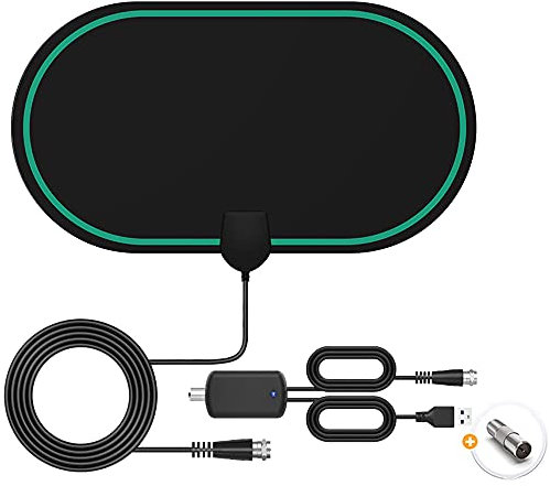 TV Aerial Indoor - Amplified Indoor TV Aerial with 120+ Long Range Reception, Amplifier Signal TV Indoor Aerial for Freeview TV Support 1080P HDTV & 13 ft Coax Cable