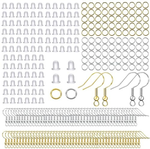BLPRKOT 200 Piezas Ganchos de Plata de Ley 925, Hipoalergénica Plateada Accesorios para Pendientes Kits Ganchos Enganches para Pendientes Suministros para Hacer Joyería y Aretes DIY