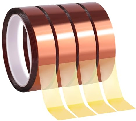 Fyguard Kapton - Juego de 4 rollos de cinta adhesiva de sublimación, 20 mm x 25 m, para enmascaramiento electrónico de soldadura, placas de circuitos, tazas, no deja residuos