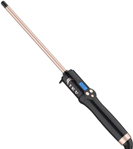 9mm Hair Curling Wand for Short&Long Hair, Small Wand Curling Iron Ceramic Long Barrel, Thin Dual Voltage Hair Curler for Spiral Curls