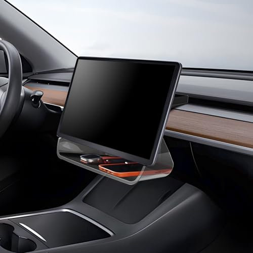 QKIIP Model Y Under Screen Storage, Centre Console Tray,Magnetic Acrylic Tray for Tesla Model 3/Y - Easy Installation(Not fit 2024 Model 3)