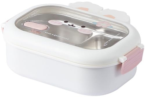 Lpitoy Bento De Acero Inoxidable para Niños, Bonita para Niñas Y Niños, Diseño De 2 Compartimentos, Pequeños Recipientes para Almuerzo con Tapa para Escuela, Guardería, Picnic