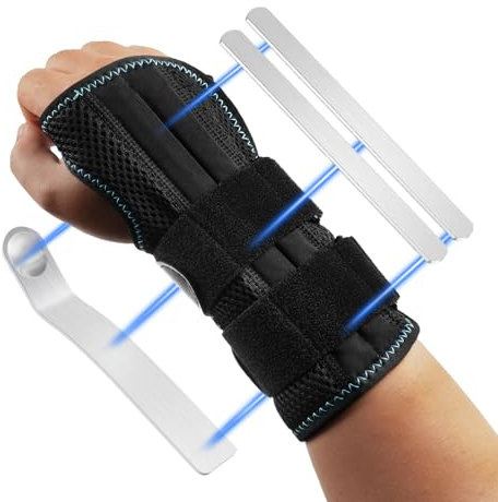 AOGOE Orthese Poignet, Attelle Poignet Réglable Avec 3 Éclisses Métalliques, Protege Poignet, Tendinite Poignet, Attelle Canal Carpien Pour Aider Le Canal Carpien Et Soulager Et La Douleur Au Poignet