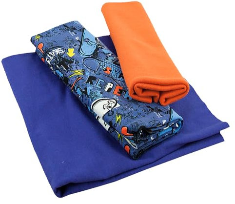 Stoffpaket - Jersey Stoff Kinderstoff SET Bündchen Skatboards blau - je 50 cm