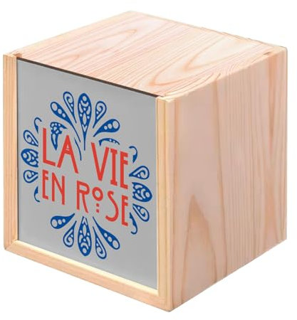 Fabulous Holzkiste – La Vie en Rose Vintage Luxus Retro Chic Französisch (10 x 10 x 10 cm)