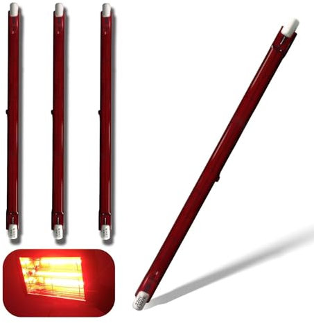 Infrarotlampe 1300W, R7S Halogenstab Dimmbar, Infrarot Heizlampe 254mm 1300W, Halogenstäbe 1300LM, 230V Quarz Halogen Lampe Infrarot Wärmelampe Rot Halogenstablampe, kein Flimmern, 10mm Ø, 4 Stück