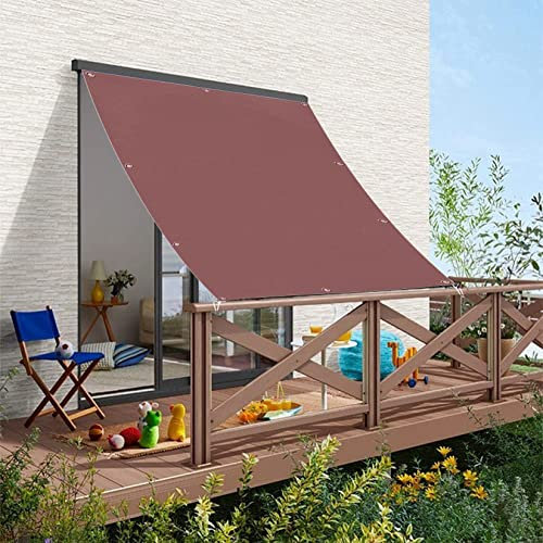 Tenda parasole impermeabile per esterni, 1,6 x 5 m, blocco UV 95%, resistente all'acqua, include corda inclusa, ideale per feste in patio, tenda da sole, baldacchino marrone