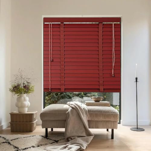 Holzjalousie mit 50mm Lamellen - Bambusrollo für Fenster & Tür aus Massivholz, Sonnenschutz/Sichtschutz/Blickschutz, Anpassbar, Einfache Montage