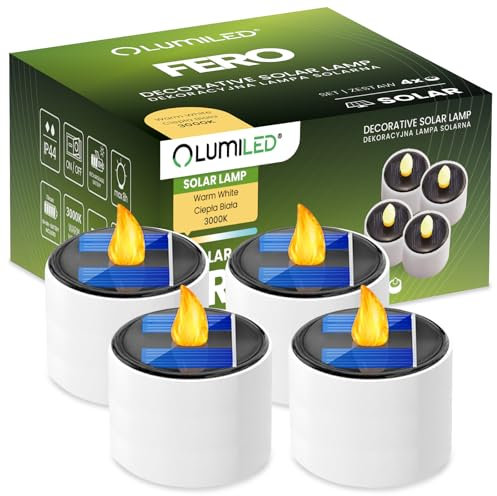 Lumiled 4x Solar Kerzen für Außen, Outdoor Wasserdichte LED Kerzen flackernde flamme, solarkerzenlicht draußen Garten Partei Hochzeit Festival Dekoration, Flackern Warmweiß Licht 3000K IP44