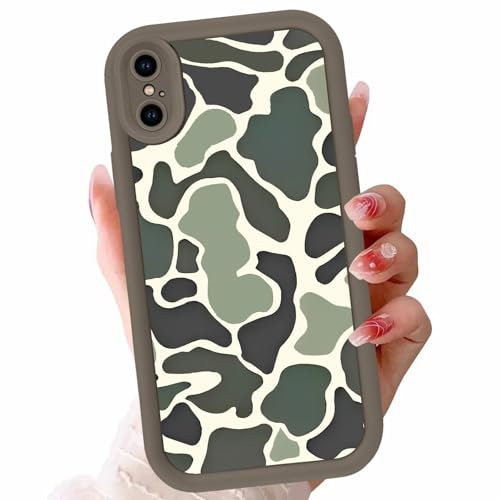 Zrutru Camo Phone Case for iPhone Xs Max 6.5,Cool Leopard Print Cases Unique Cheetah Tortoise Design Pattern for Men Boys Teens,Soft TPU Brown Shockproof Lens Protection Cover for iPhone Xs Max