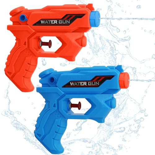 Wasserpistole für Kinder, 2 Stück Klein Wasserspritzpistole, Wasser Soaker Blaster mit 8-10 Meter Großer Reichweite, Spritzpistole für Jungen, Mädchen, Sommer, Pool, Garten und Strand