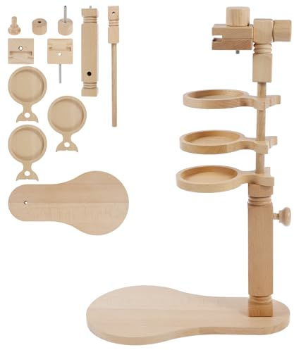 TNTGMG Stickrahmen, Kreuzstichständer aus Holz mit drehbarem Stickständer, Höhe verstellbar von 38,5 bis 45,7 cm, Stickständer für Holztisch