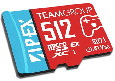 TEAMGROUP APEX Card 512GB for Nintendo Swith2 Micro SDXC Express UHS-I U3 A1 V30, R/W up to 800/700 MB/s with Adapter TAPMSDE512GIV30A102