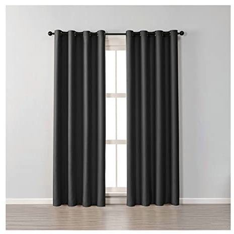 Calefee Tenda Interni Oscurante, Tende da Salotto Moderna 132x214cm Poliestere Nero, con Occhielli, 2 Pannelli