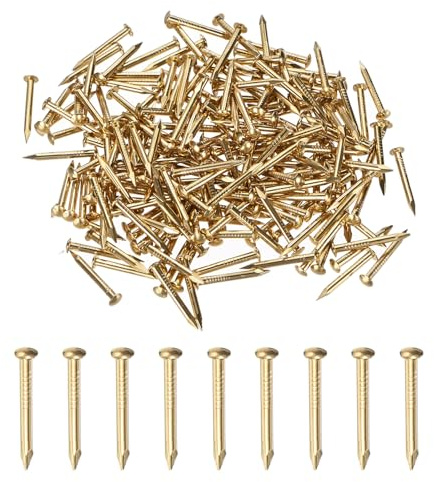 M METERXITY 200-Pack Small Tiny Nails, 2mm x 20mm Brass Precision MIni Nails Hardware Round Head for Wooden/DIY Crafts Decorative/Household Accessories/Picture Hanging
