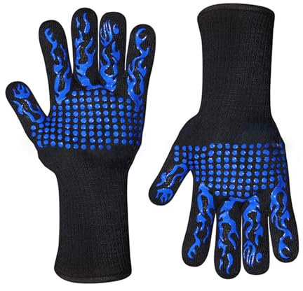 2 guantes de barbacoa resistentes a altas temperaturas, guantes de horno ignífugos, aislamiento térmico, guantes de horno microondas, guantes de silicona para hornear para niños