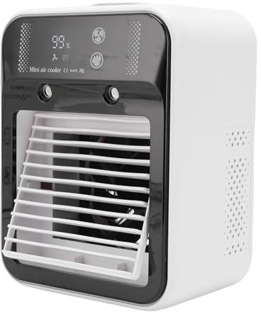 Asixxsix Tragbare Klimaanlage, Wiederaufladbare Desktop -Luftkühler mit 2 Luftstrommodi und Nebelbefeuchtung, Niedriges Geräusch Unter 55 DB, Kühllüfter für Home Office