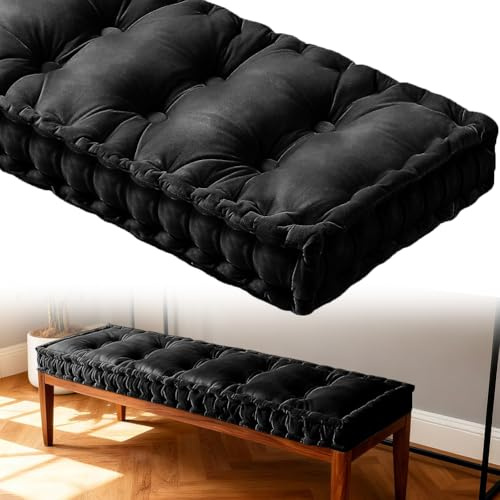 WLXFF Samt-Bodenkissen, Waschbar Abnehmbarem Sitzkissen für Gartenbank, 10cm Dick Fenstersitzkissen mit Griff, Sitzkissen Sitzauflage für Outdoor, Terrasse, Drinnen Küchenbank,No9,45x45cm