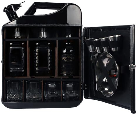GJGSW Whiskey Bar Cabinet in Christmas Barrel Design, Portable Mini Liquor Cabinet with Lock - Personalized Gift for Men, Home and Office Barv(Black)