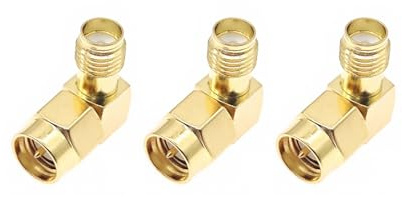JZK 3 PCS SMA Male to Female Right Angled Connector Adapter, 90 Degree Gold-Plated SMA for FPV Drone, WiFi Antenna, LTE Coax Antenna, Radio, Video, Router Extension Cable