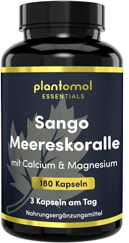 Sango Meeres-Koralle Kapseln - 3300mg pro Tag - plantomol® Essentials | Sango Koralle Kapseln - natürlicher Magnesium Calcium Komplex - Calcium hochdosiert - Magnesium Kalzium hochdosiert