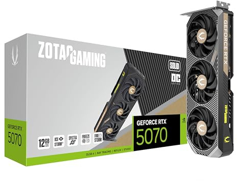 ZOTAC Gaming GeForce RTX 5070 Solid OC DLSS 4 12GB GDDR7 192-bit 28 Gbps PCIE 5.0 Gaming Graphics Card, IceStorm 2.0 Cooling, Spectra RGB Lighting, ZT-B50700J-10A