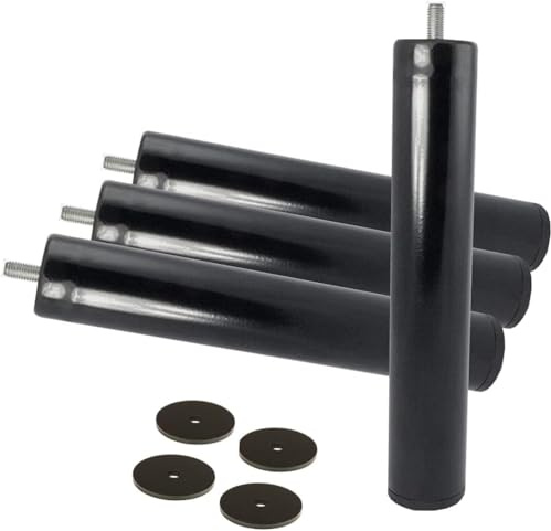 Argomaniz - Set di 4 gambe cilindriche con tassello antiscivolo per M-10, ideali per rete o base imbottita, altezza 28 cm, Cuens