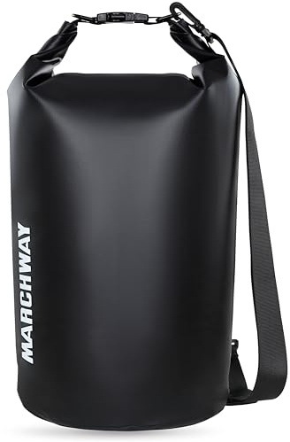 MARCHWAY Floating Waterproof Dry Bag Backpack 5L/10L/20L/30L/40L, Roll Top Sack Keeps Gear Dry for Kayaking, Rafting, Boating, Swimming, Camping, Hiking, Beach, Fishing (Black, 20L)