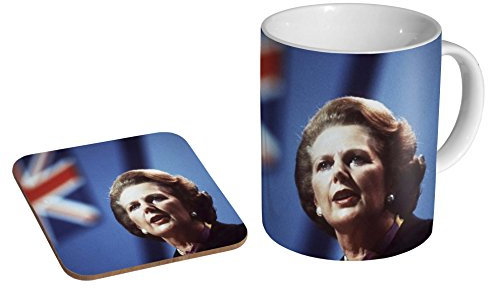 Margaret Thatcher Union Jack Great Britan Ceramic Coffee MUG + Coaster Gift Set …