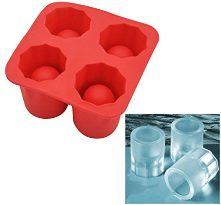OUNONA Eiswürfelschalen Ice Cube Tray, 4 Compartments Silicone Ice Cube Tray, Large Square Form Silikon Shooter Eiswürfel Glasform Maker Sommer Cool Eisform Eiswürfelschale