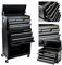 DAIMANN Carrello Porta Attrezzi da Officina con Serratura - Valigetta 9 Scomparti - Carrello Portautensili per Meccanici e Professionisti - Carrello in Metallo con Ruote in Gomma - 109x62x33,5cm Nero