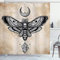 ABAKUHAUS Fantaisie Rideau de Douche, Faucon Moth crâne Magique, Tissu Ensemble de Décor de Salle de Bain avec Crochets, 175 cm x 180 cm, Blanc Noir et crème