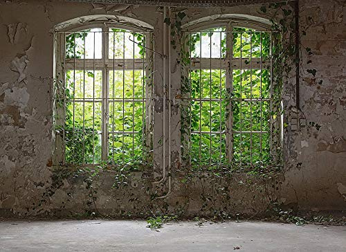 Livingwalls Vliestapete - Tapete Fenster Industrial in Grün, Grau und Beige - Wandtapete für verschiedene Räume - Wandbild XXL 350 x 255 cm