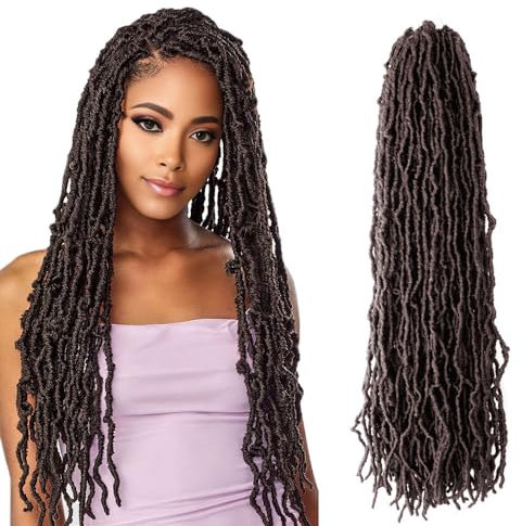 Niseyo New Faux Locs Lot de 6 extensions de cheveux au crochet 61 cm (6 pièces, naturelles, longues, douces, 6 pièces, 4#/marron)