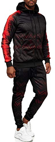C-IN-C Herren Jogginganzug Barockmuster Sportanzug für Männer Trainingsanzug Laufanzug Gym Freizeitanzug Modell (DE/NL/SE/PL, Alphanumerisch, L, Regular, Regular, 287(Rot))