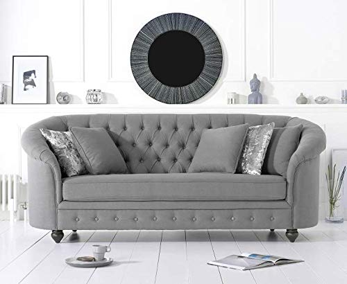jvmoebel Graue Samt Velvet Sofa # Chesterfield Luxus Möbel # Englische Couch