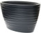 Rammento 42cm Large Plastic Oval Planter with Insert, Black | 56/24L Ribbed House Plant Pot Indoor/Outdoor Flower Pot | Weather-Resistant Oblong Patio Pot, Living Room Decor | Pot for Shrubs & Flowers