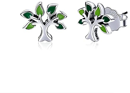 925 Sterling Silber Baum des Lebens Ohrstecker Baum Blätter Blatt Ohrringe Für Damen Mode Silberschmuck