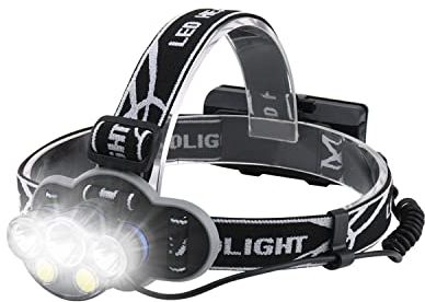 Victoper Head Torch – Super Bright 8 Lighting Modes 8000 Lumens Headlight LED Head Torch Rechargeable, Super Bright LED Headlamp, Hands-Free Flashlight for Camping, Fishing, Hiking, Waterproof IPX5